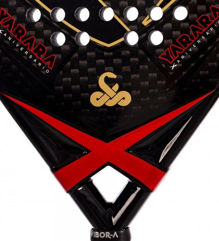 Vibor-a Padel Racket 0013840 in black with natural rubber grip, designed for paddle tennis sport and outdoor play.