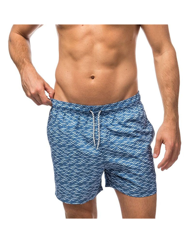 Alphaventure men's seawaves denim swim trunks for watersport, featuring a sporty outdoor design with blue denim style.