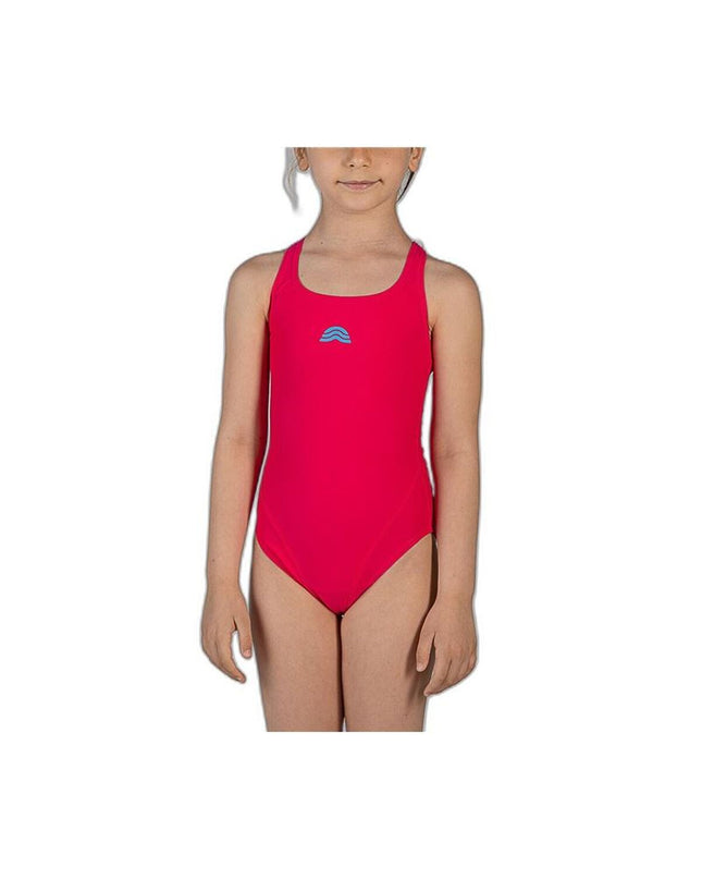 Pink girls' Aquarapid Fizzy swimwear suit for watersports, featuring a vibrant scharlakenrood color and sporty design.