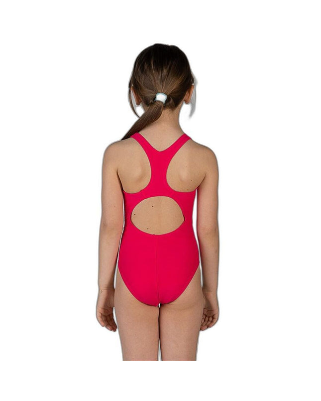 Scharlakenrode meisjes zwempak van Aquarapid voor watersport en outdoor, sportieve en comfortabele zwemkleding.