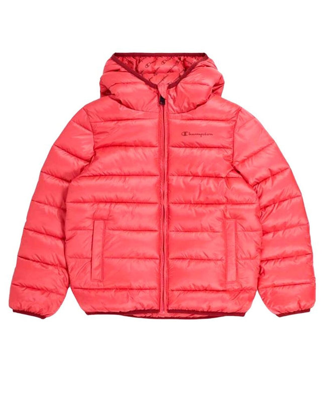 Champion kids' sport jacket with hood, coral color, suitable for outdoor activities, made for active children.