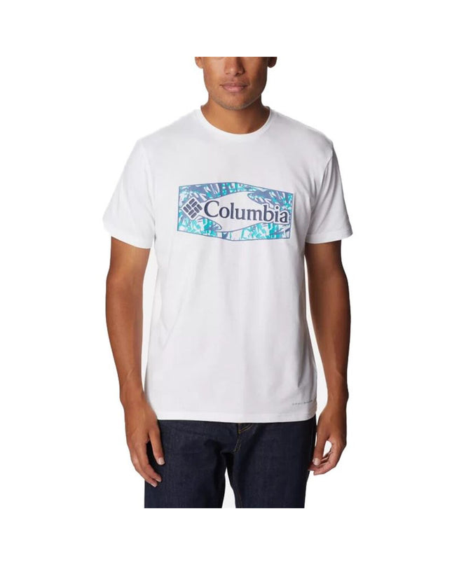 Columbia Sun Trek™ short-sleeve sport T-shirt with graphic design, ideal for outdoor activities and hiking.