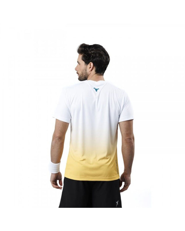 Drop Shot men's tennis T-shirt with short sleeves in white, designed for sports and outdoor tennis activities.