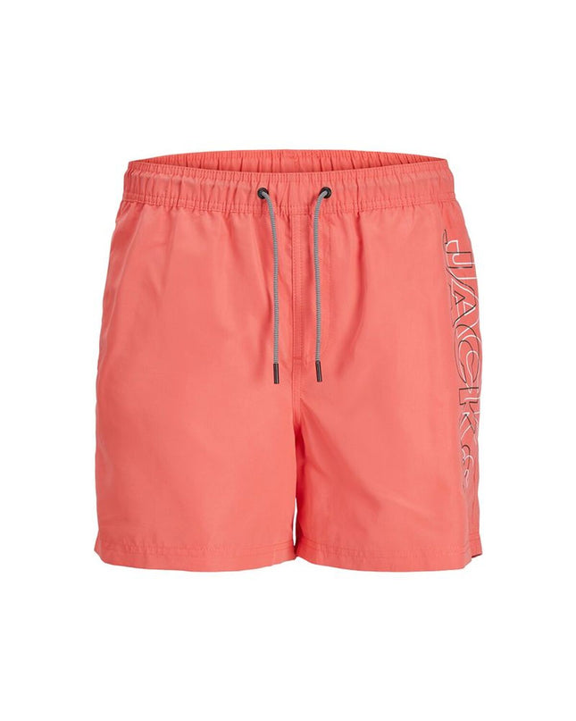 Kids' coral swim romper by Jack & Jones, suitable for water sports and outdoor activities, featuring a comfortable fit and vibrant color.