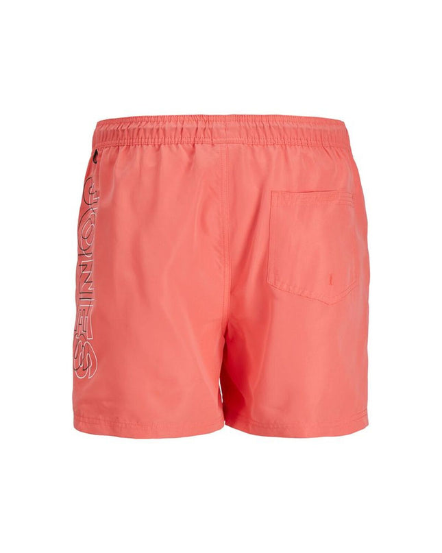 Kids' coral swim shorts by Jack & Jones, suitable for sport and outdoor watersports, shown in the image.