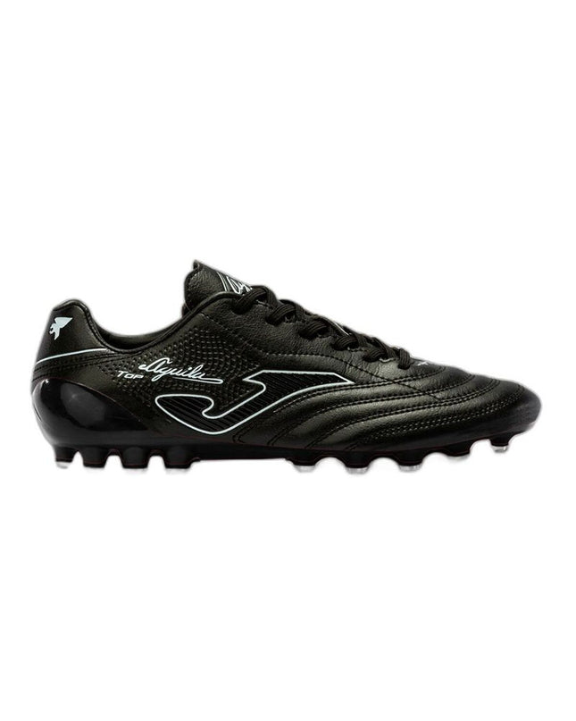 Black Joma Sport adult football cleats with synthetic upper and studded outsole, designed for outdoor soccer playing.