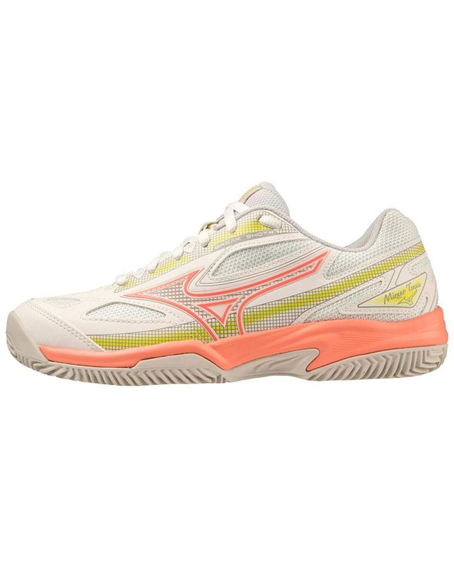 White Mizuno tennis padelschoenen voor volwassenen, sport en outdoor, met grip en ondersteuning voor tennis spelers.