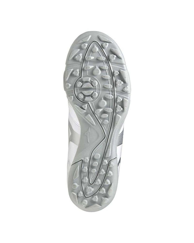 White Mizuno Monarcida Neo II Select AS football shoes for outdoor soccer, shown on a clean background.