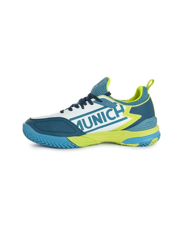 Blue Munich tennis paddel shoes for adults, sport and outdoor footwear, featuring a sleek design and supportive sole.