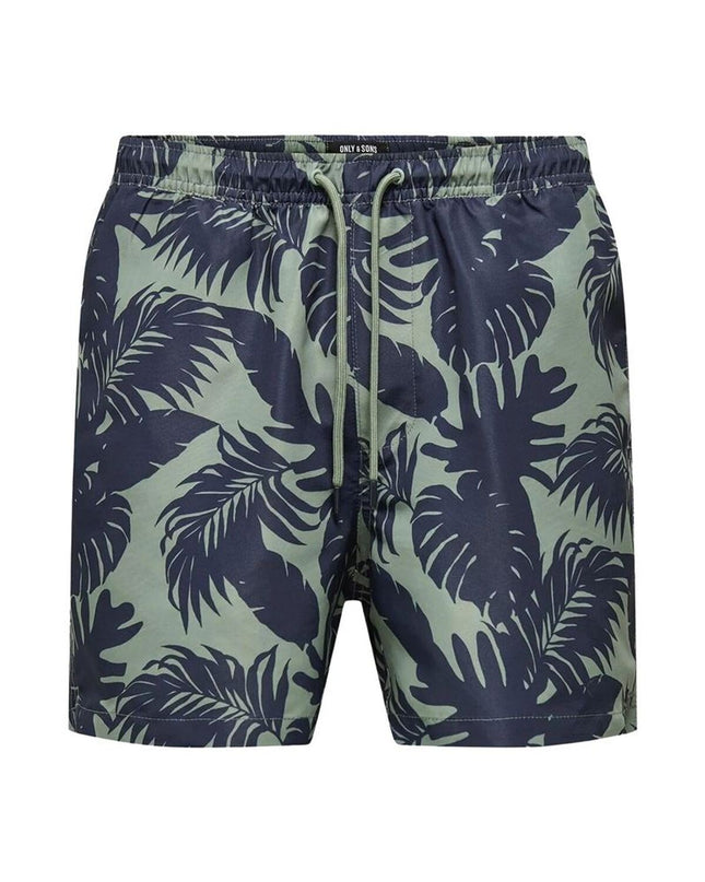 Green men's swim trunks by Only & Sons for sport and watersports, featuring a comfortable fit and quick-drying fabric.