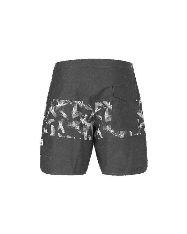 Picture men's grey swim shorts for water sports, featuring a comfortable fit and sporty design.