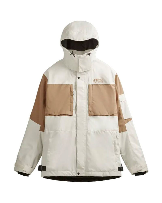 Picture Sportjas MVT465-B Bruin, outdoor and camping jacket with waterproof fabric, front pockets, and adjustable hood.