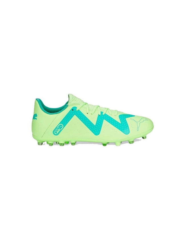 Puma Kinder Voetbalschoenen Future Play Mg in limoengroen, sport en outdoor voetbal shoes for kids with vibrant green design.