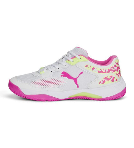 Puma Solarcourt Rct adult tennis shoes in white, sport and outdoor padel footwear for adults with synthetic uppers and grip soles.