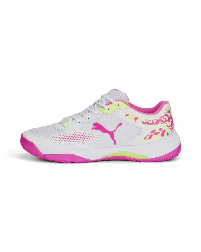 Puma Solarcourt Rct adult tennis shoes in white, sport and outdoor padel footwear for adults with synthetic uppers and grip soles.