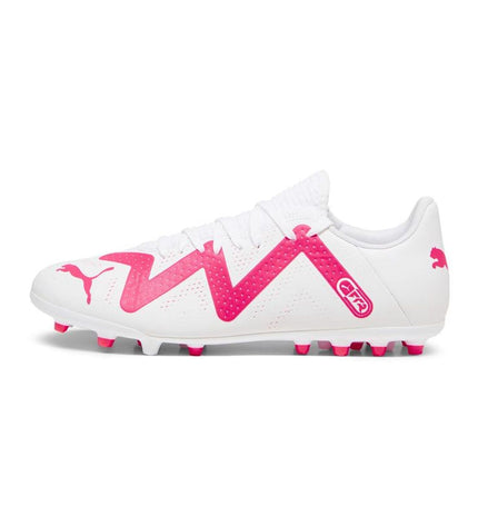 Adult Puma Future Play MG soccer cleats in white, designed for outdoor football with multi-ground grip and lightweight comfort.