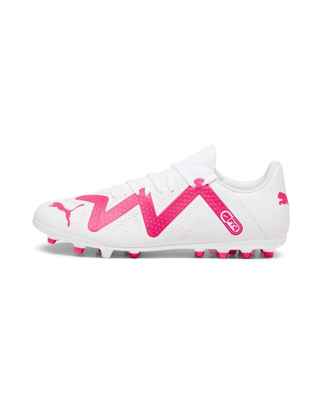 Adult Puma Future Play MG soccer cleats in white, designed for outdoor football with multi-ground grip and lightweight comfort.