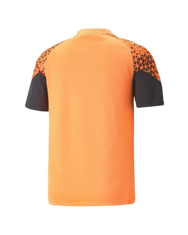Orange Puma Individual Cup training football T-shirt for men with short sleeves, designed for sport and outdoor soccer activities.