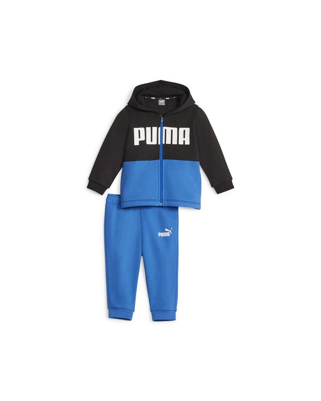 Kids' black Puma jogging suit for sport and outdoor activities, designed for comfort and active play.