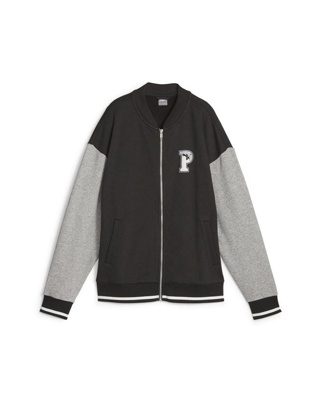 Puma Squad Trackjacket for women in black with Puma logo, lightweight sport and outdoor apparel for women.