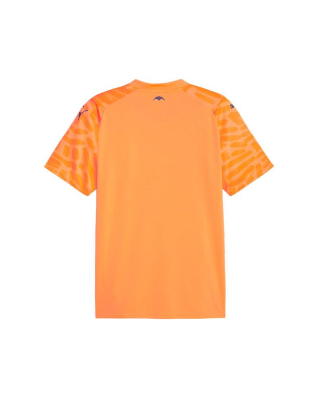 Orange Puma Valencia C.F men's short-sleeve football T-shirt for sport and outdoor activities, featuring team logo and breathable fabric.