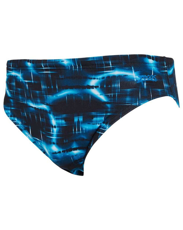 Zoggs men's black swim trunks for sports and watersport activities, featuring a sleek, fitted design and Zoggs branding.