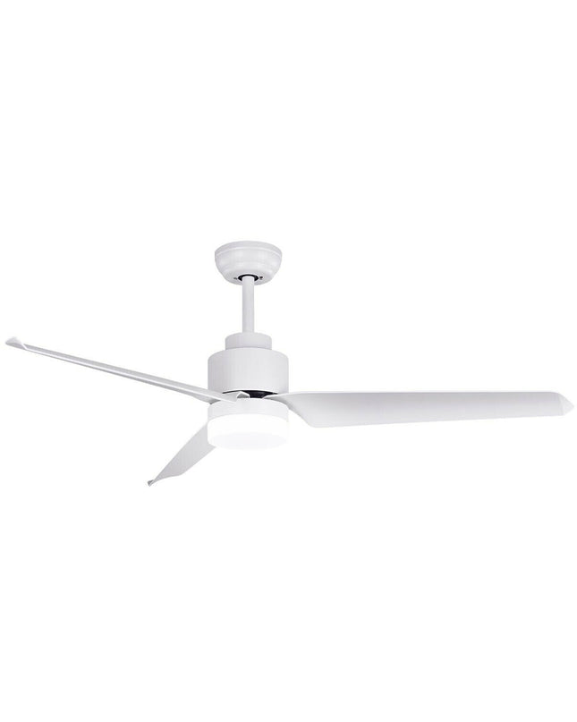 White SPC Internet plafondventilator met licht, geschikt voor huis en koken, met draagbare airconditioning functies.