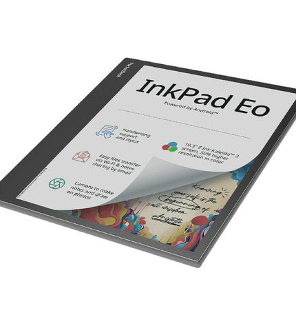 PocketBook InkPad E-Book Reader with 10.3-inch screen and 64GB storage, showing the device’s front view and display.