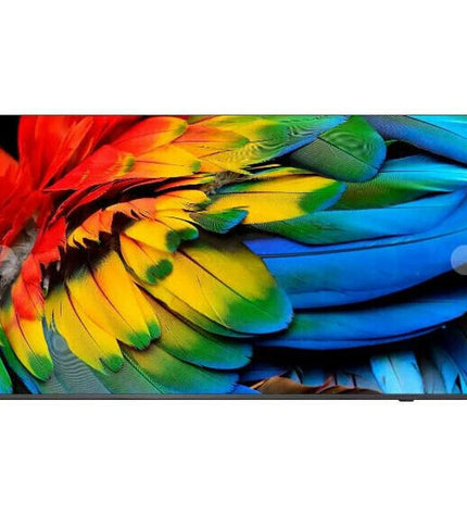 Philips 65-inch 4K Ultra HD Smart TV displaying vibrant colorful content in a modern living room setting