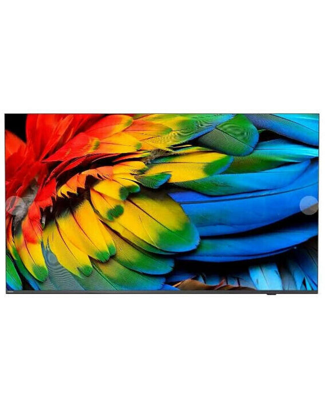 Philips 65-inch 4K Ultra HD Smart TV displaying vibrant colorful content in a modern living room setting