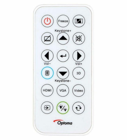 Optoma H190X WXGA projector displaying an image on a wall, with controls and lens visible for home theater setup.