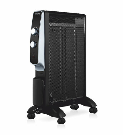 Haeger MH-15B.007A 1500W black portable heater for home and kitchen, compact and modern design, suitable for room warming.