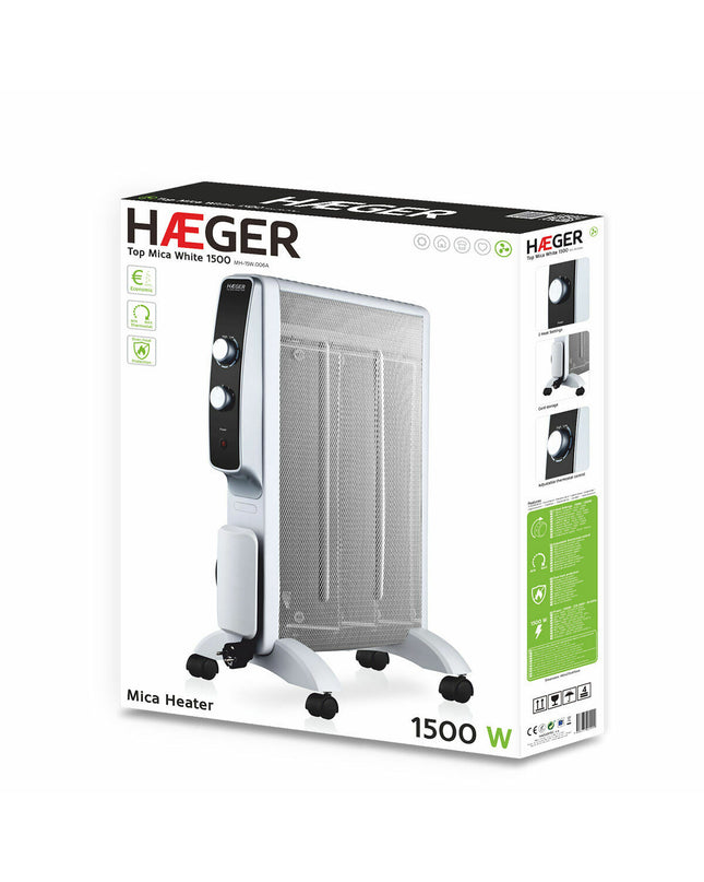 Haeger MH-15W.006A white portable heater with 1500W power for home heating and cooling.