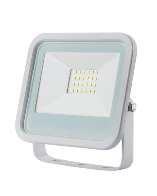 EDM Bouwlamp EDM 70373 Wit F 20 W outdoor garden light with 6400K white LED for exterior decoration, mounted on a garden wall.
