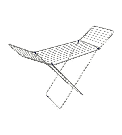 Gimi Alucom X Legs silver folding clothesline made of steel and aluminum, 20 meters for household drying and organization.