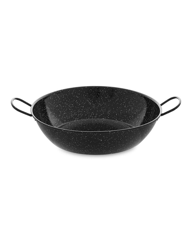 Black Vaello deep pan with handle, 50 cm diameter, ideal for cooking and kitchen use, sturdy and durable cookware.
