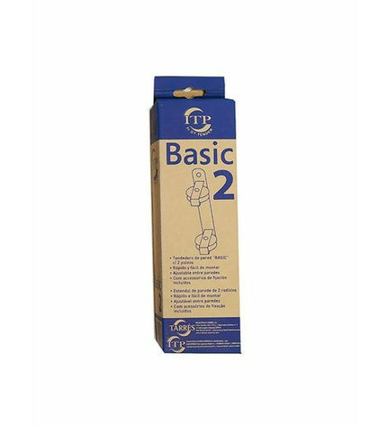 Tarrés Basic 2 Katrollen wall-mounted laundry line in white, measuring 25x5x5 cm, for household storage and organization.