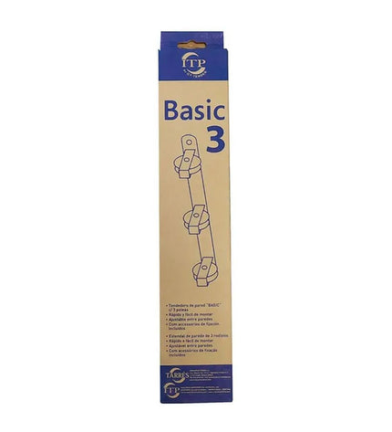 Tarrés Basic 3-katrollen waslijn in wit, muurbevestiging, 37x5x5 cm, voor huis en koken opslag en organisatie.