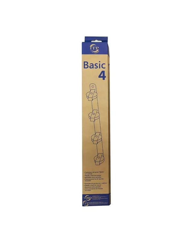 Tarrés Basic wall-mounted laundry line with four white pulleys, 47x5x5 cm, made of iron with epoxy coating for storage and organization.