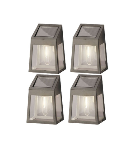 Set of four Lumineo outdoor garden zone LED wall lamps with warm light, ideal for exterior decorative lighting.