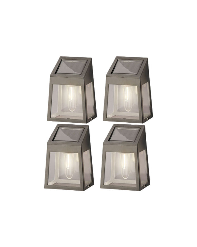 Set of four Lumineo outdoor garden zone LED wall lamps with warm light, ideal for exterior decorative lighting.