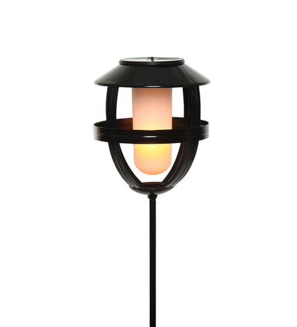 Lumineo Zonlicht Lumineo 898216 black iron outdoor torch with flame effect, 63 cm tall, for garden outdoor decoration.