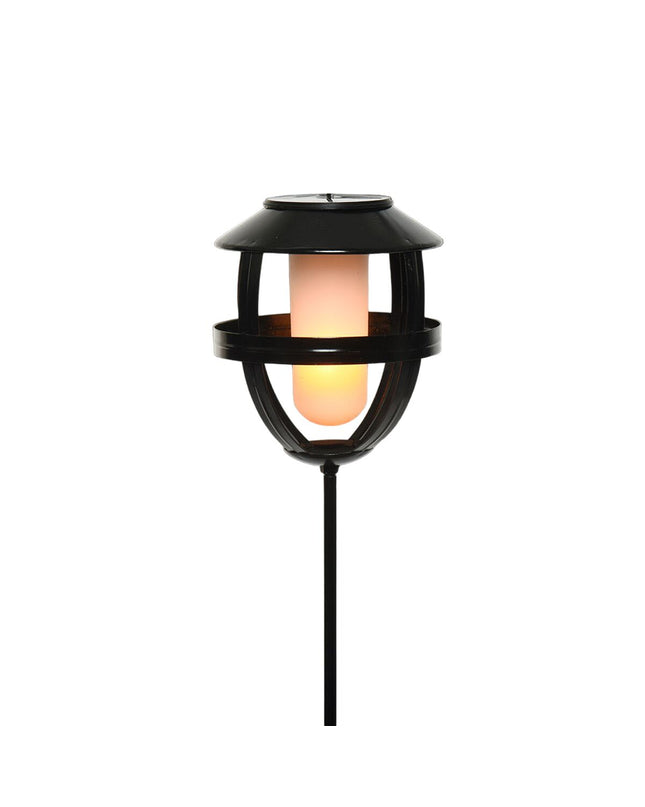 Lumineo Zonlicht Lumineo 898216 black iron outdoor torch with flame effect, 63 cm tall, for garden outdoor decoration.