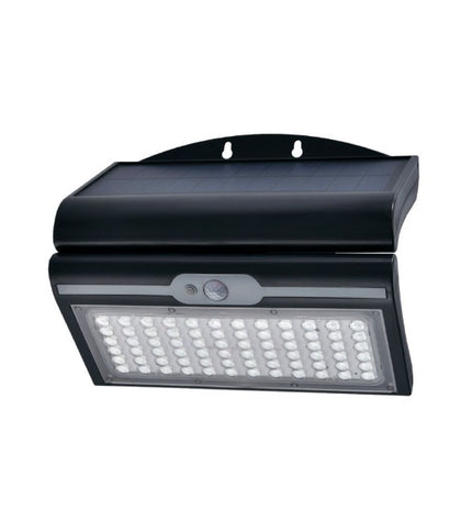EDM Wandlamp EDM 31849 in zwart, 6W outdoor garden wall light with motion sensor and 6500K daylight color temperature.
