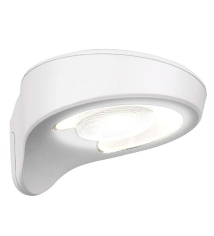 EDM LED outdoor garden wall light with motion sensor, white finish, 2W, 200 lumens, 6500K color temperature, suitable for exterior decor.