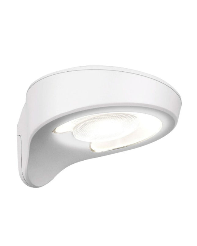 EDM LED outdoor garden wall light with motion sensor, white finish, 2W, 200 lumens, 6500K color temperature, suitable for exterior decor.