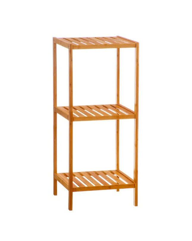 Caison bamboo bathroom shelf with three planks, 34x33x79 cm, wooden storage unit for bathroom organization