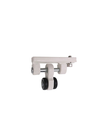 White nylon pergola roller from Micel, 65x18.5x48 mm, designed for outdoor garden decor and pergola installation.