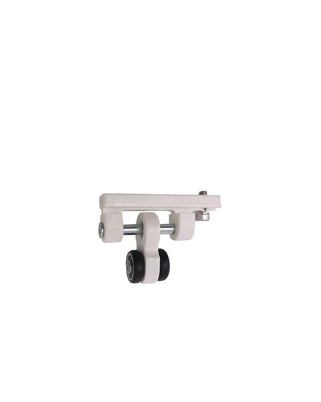 White nylon pergola roller from Micel, 65x18.5x48 mm, designed for outdoor garden decor and pergola installation.
