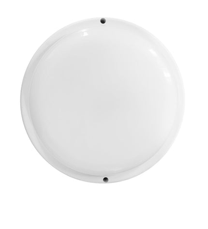 EDM Wandlamp EDM 32446 outdoor garden light with motion and light sensors, circular design, 18W LED, 4000K daylight, white plastic finish.